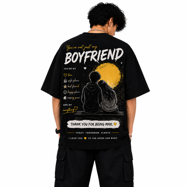 Men's Oversized Printed T-Shirt  you Are Not My Boyfrind