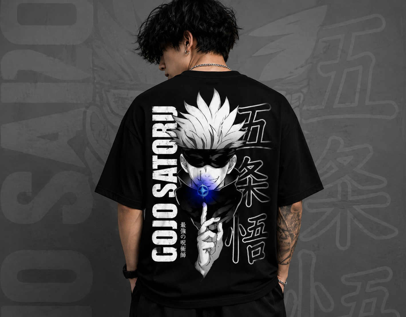 Men's Oversized Printed T-Shirt Style GOJO SATORU