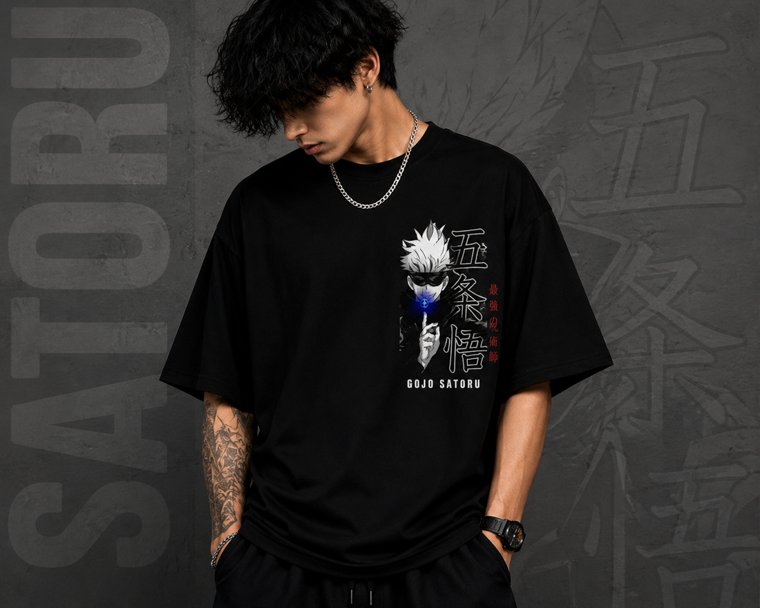 Men's Oversized Printed T-Shirt Style GOJO SATORU