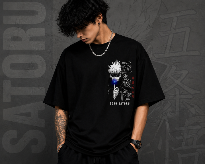 Men's Oversized Printed T-Shirt Style GOJO SATORU