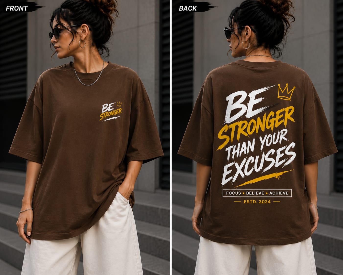 Women’s/Girl's Oversized Printed T-Shirt | Relaxed Fit Casual Be stronger