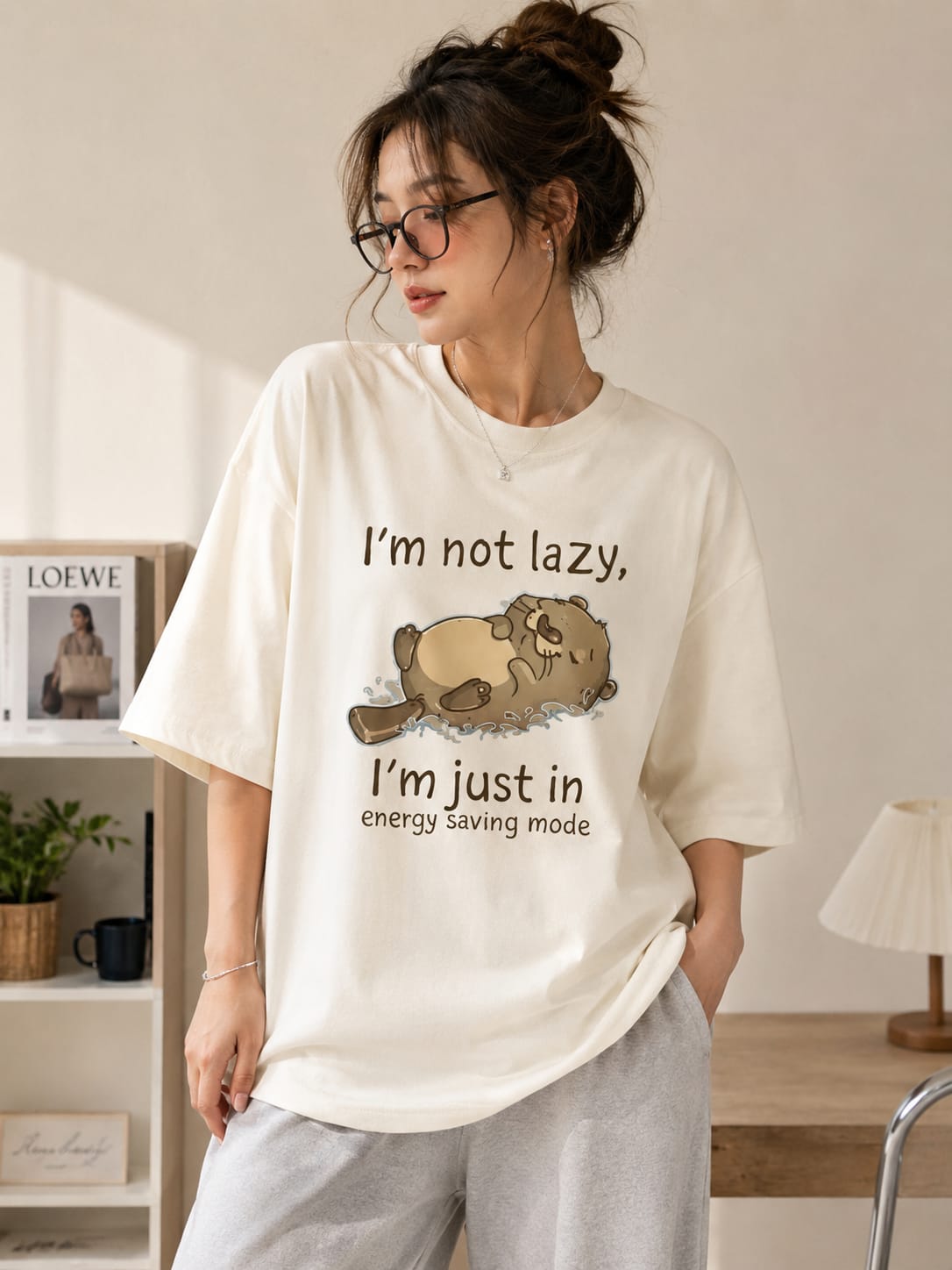 Women’s/Girl's Oversized Printed T-Shirt | Relaxed Fit Casual I AM NOT LAZY