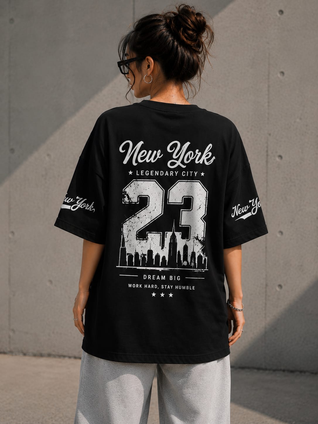 Women’s/Girl's Oversized Printed T-Shirt | Relaxed Fit Casual NEW YORK 23