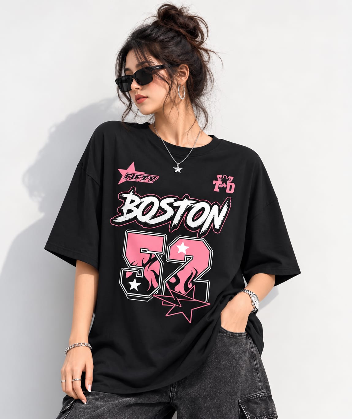 Women’s/Girl's Oversized Printed T-Shirt | Relaxed Fit Casual BOSTEN 52