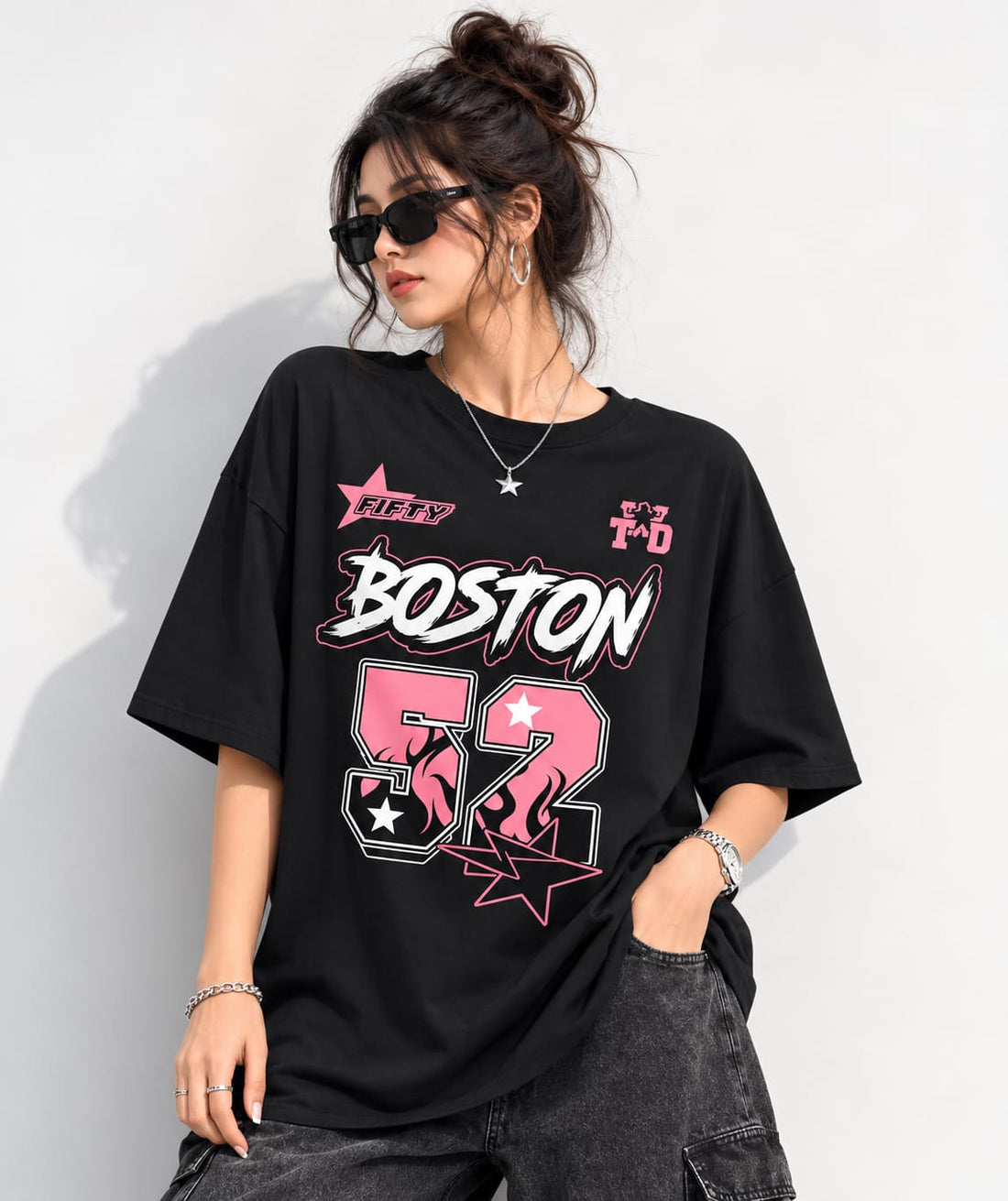 Women’s/Girl's Oversized Printed T-Shirt | Relaxed Fit Casual BOSTEN 52