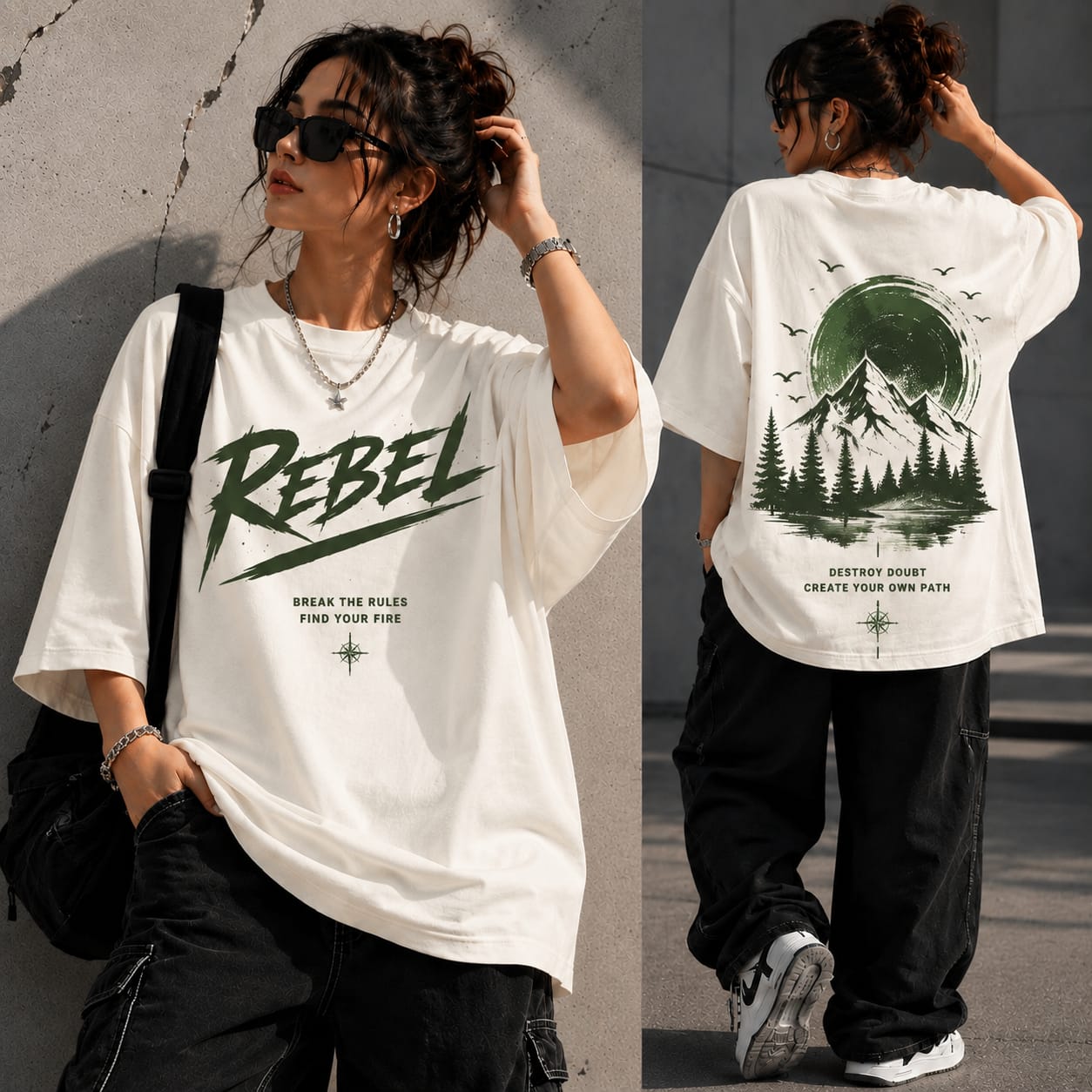Women’s/Girl's Oversized Printed T-Shirt | Relaxed Fit
