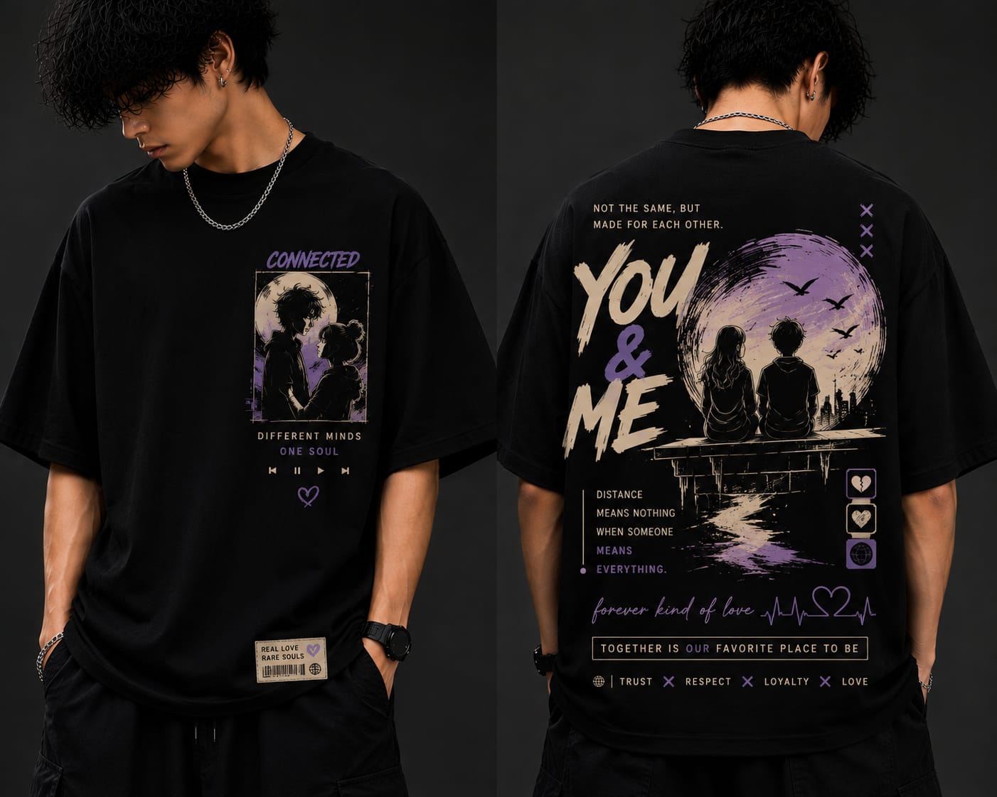 Men's Oversized Printed T-Shirt  you &Me