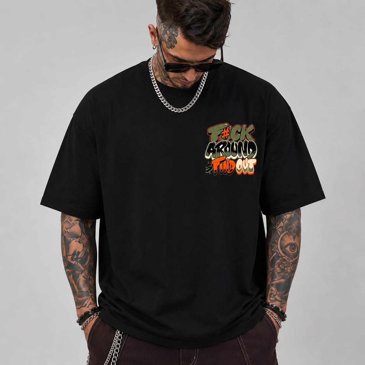 Men's Oversized Printed T-Shirt Style ( F AROUND)