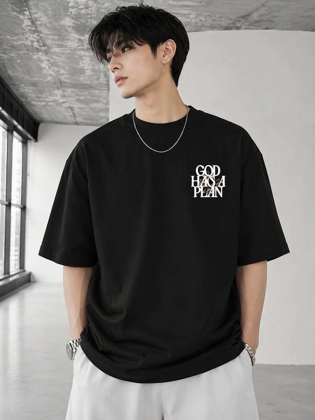 Men's Oversized Printed T-Shirt Style(GOD,,,)