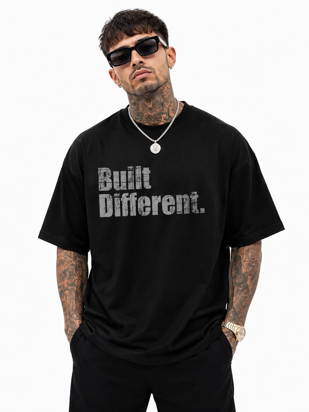 Men's Oversized Printed T-Shirt Style BUILD DIFFRENT