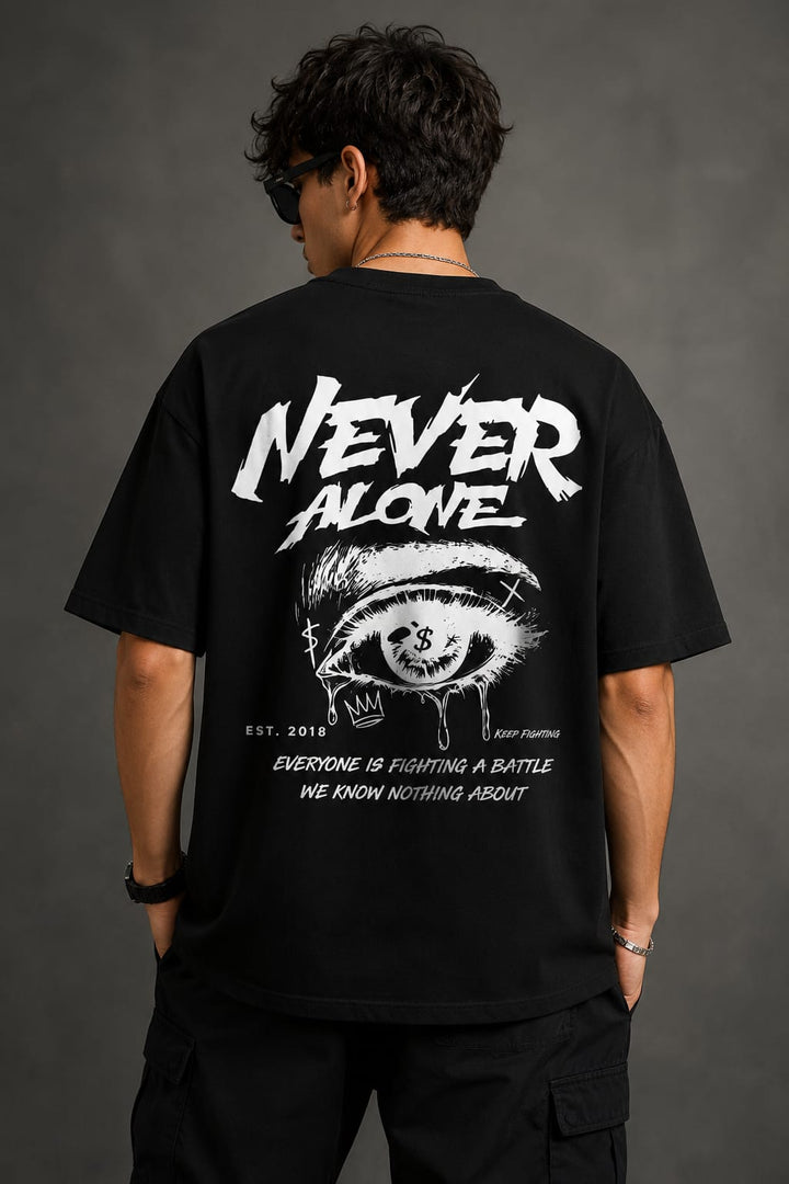 Men's Oversized Printed T-Shirt Styl  NAVER ALONE