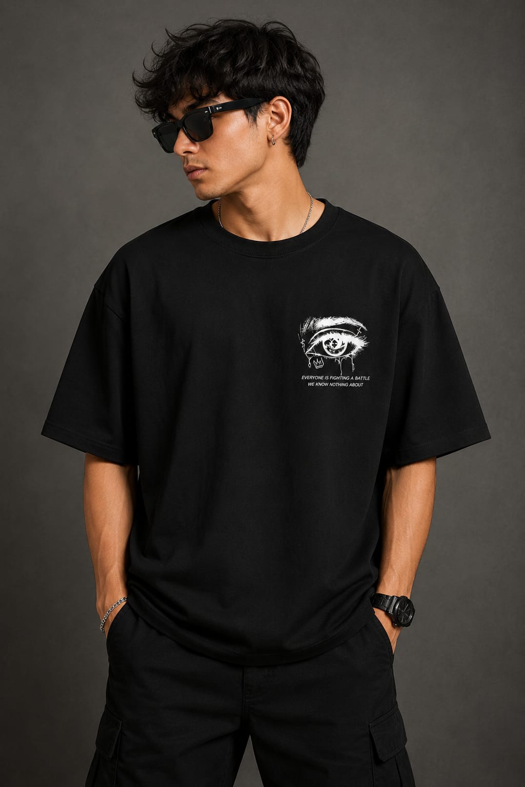 Men's Oversized Printed T-Shirt Styl  NAVER ALONE