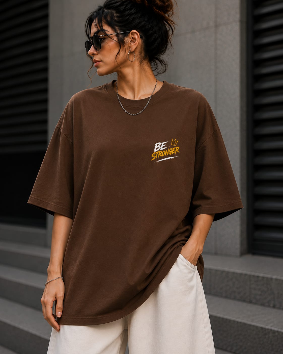 Women’s/Girl's Oversized Printed T-Shirt | Relaxed Fit Casual Be stronger