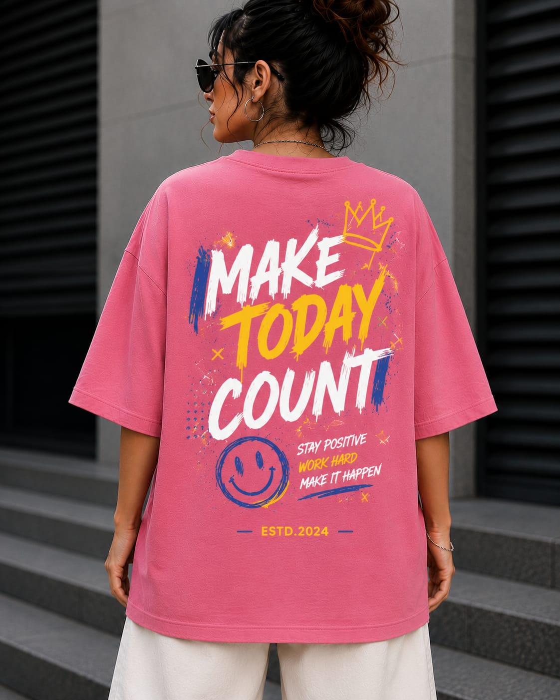 Women’s/Girl's Oversized Printed T-Shirt | Relaxed Fit Casual  Make Today Count