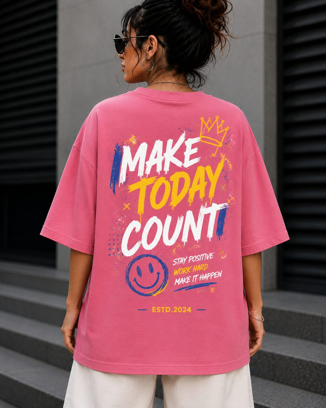 Women’s/Girl's Oversized Printed T-Shirt | Relaxed Fit Casual  Make Today Count