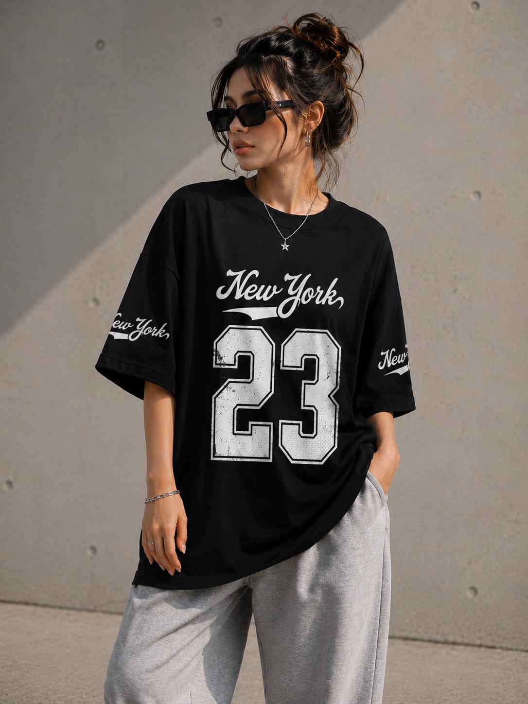 Women’s/Girl's Oversized Printed T-Shirt | Relaxed Fit Casual NEW YORK 23