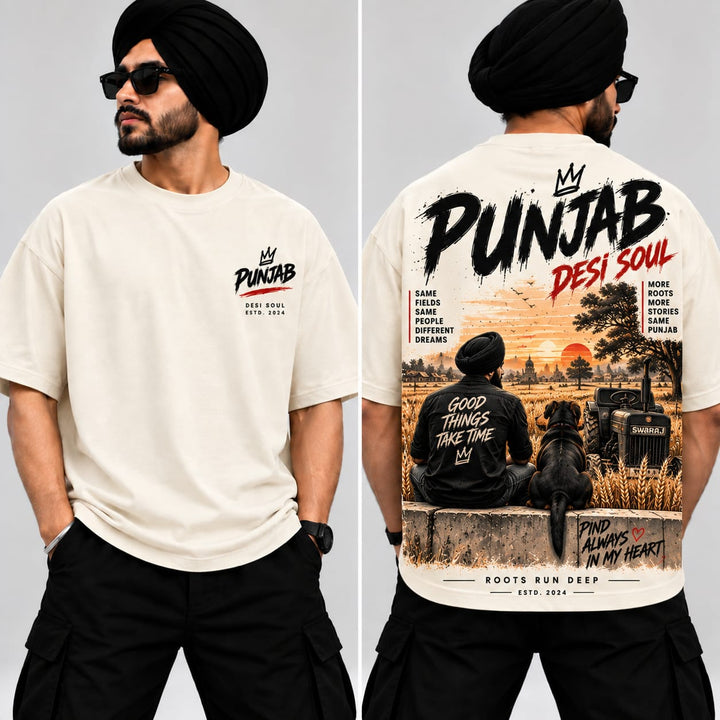 Men's Oversized Printed T-Shirt Style(PUNJAB DESI SOUL)