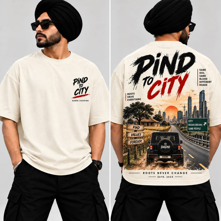 Men's Oversized Printed T-Shirt Style(PIND CITY)