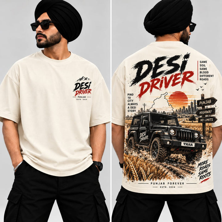 Men's Oversized Printed T-Shirt Style(DESI DRIVER)