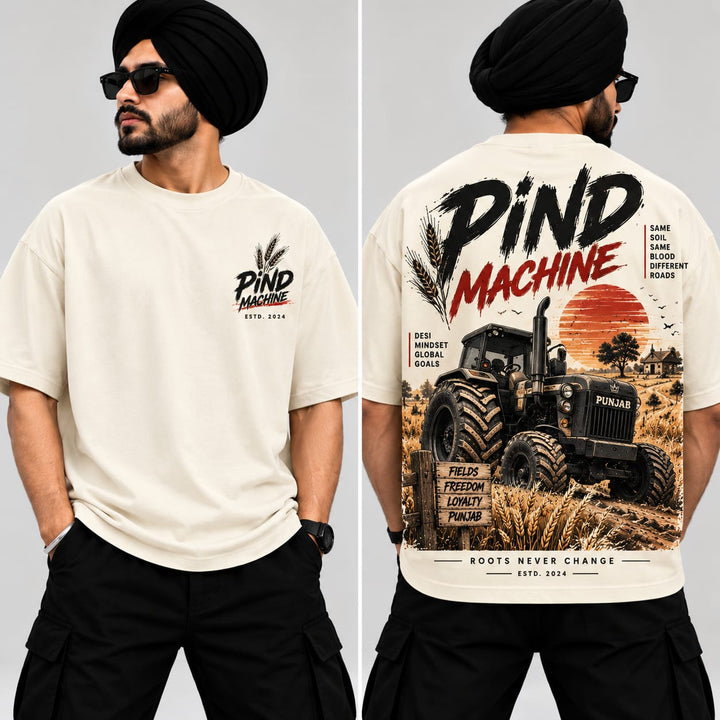 Men's Oversized Printed T-Shirt Style(PIND MACHINE)