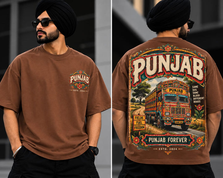 Men's Oversized Printed T-Shirt Style(PUNJAB TRUCK)