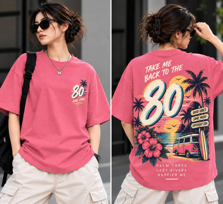 Women’s/Girl's Oversized Printed T-Shirt | Relaxed Fit Casual 80