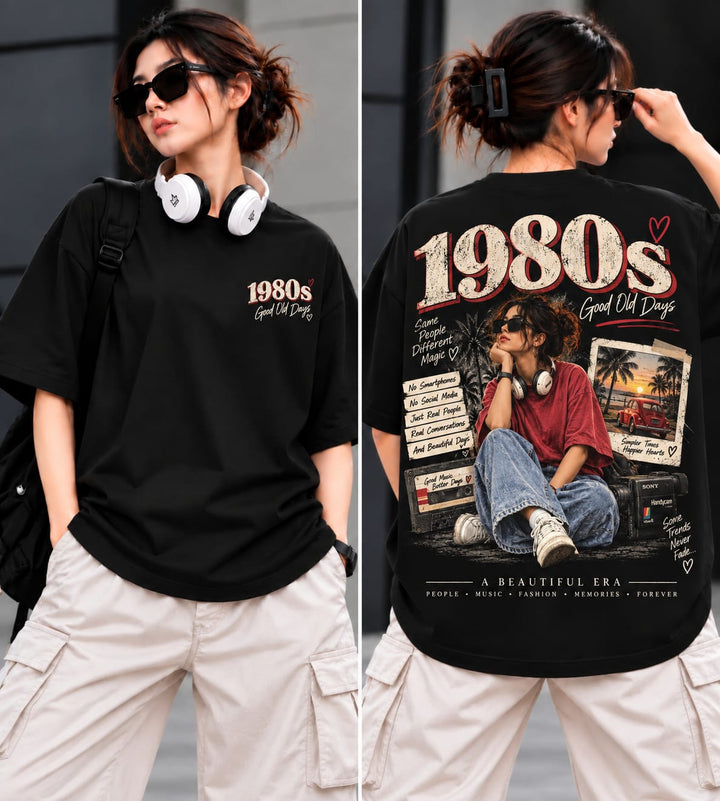 Women’s/Girl's Oversized Printed T-Shirt | Relaxed Fit Casual 1980