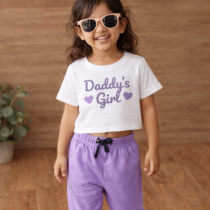 DADNI FASHION Girls “Daddy’s Girl” Printed Co-ord Set – Stylish T-Shirt & Jogger Pants Outfit for Kids
